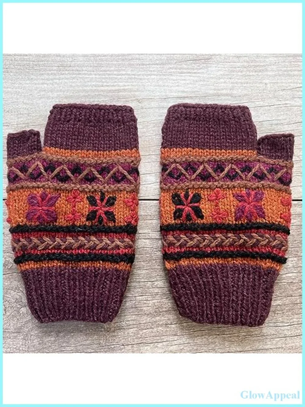 Hand Knit Alpaca Fingerless Gloves Fleece Lined Texting Driving Winter